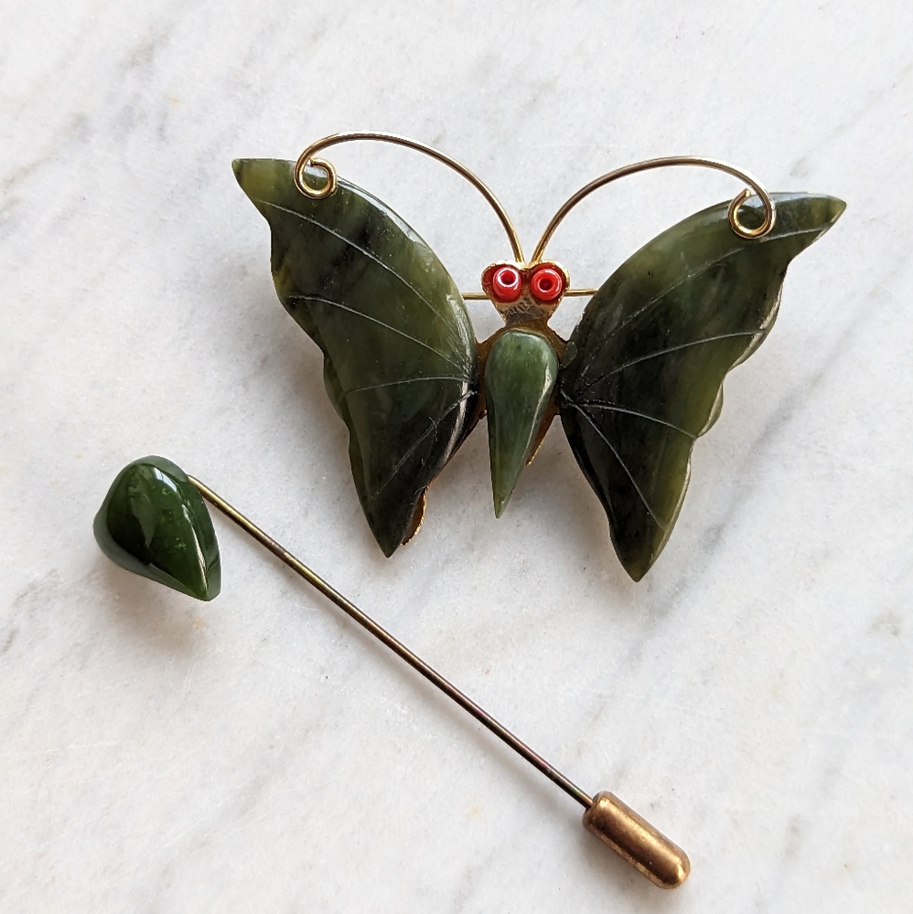 Jade brooch and pin